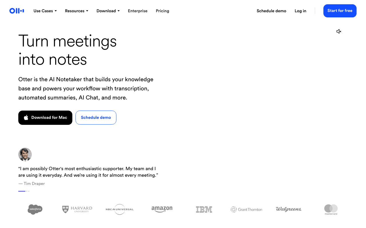 Otter.ai landing page