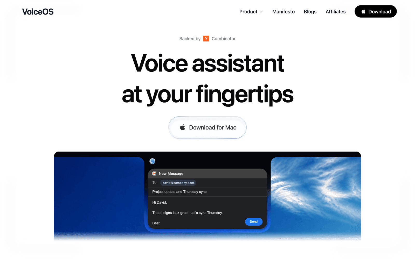 The VoiceOS dictation app